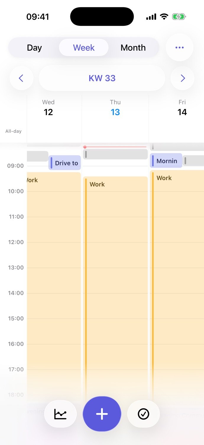 Calenytic weekly calendar with color-coded life areas